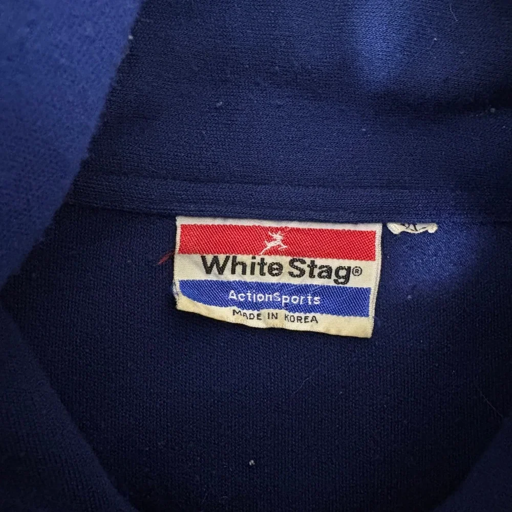 Vintage White Stag ActionSport Track Jacket XL Blue Cream Rainbow Stripe 70s 80s